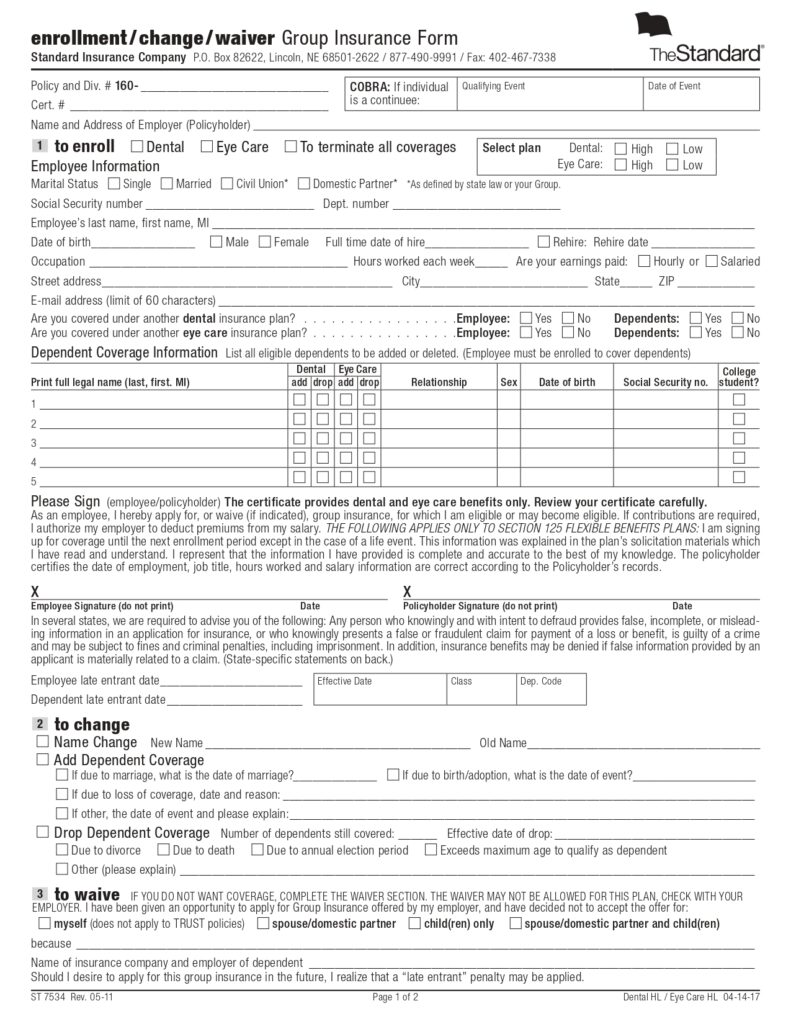 Enrollment Form DentalVision 1 2 page 0001